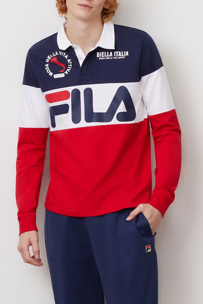 Fila Polo Sprat Rugby Mens Navy/White/Red - India VWE-069178